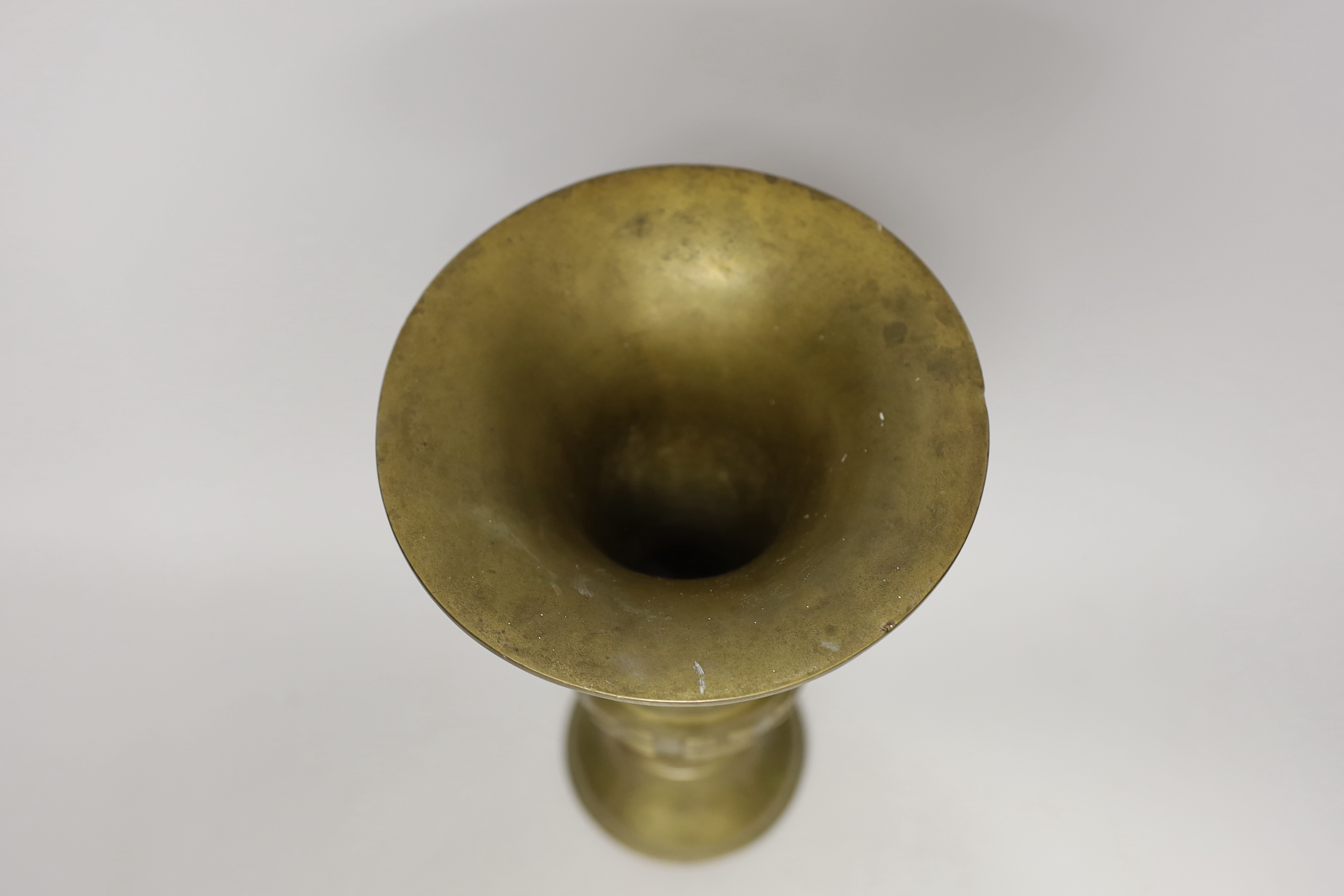 A Chinese bronze gu vase, early 20th century, 27.5cm tall